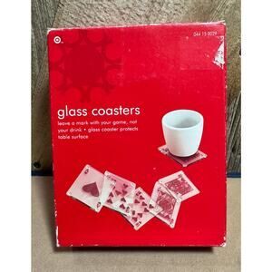NIB Vintage Target Playing Card Glass Coasters Transparent Designs Of Suits